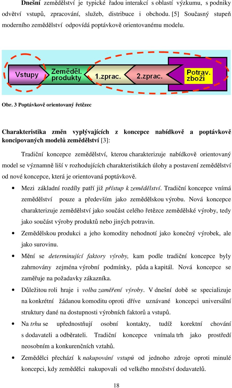 3 Poptávkově orientovaný řetězec Charakteristika změn vyplývajících z koncepce nabídkově a poptávkově koncipovaných modelů zemědělství [3]: Tradiční koncepce zemědělství, kterou charakterizuje