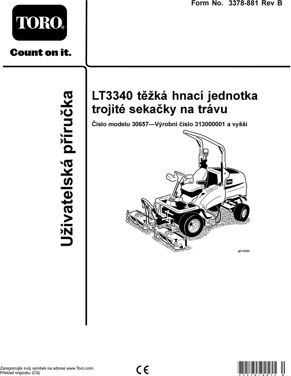 sekačky na trávu Číslo modelu 30657 Výrobní číslo