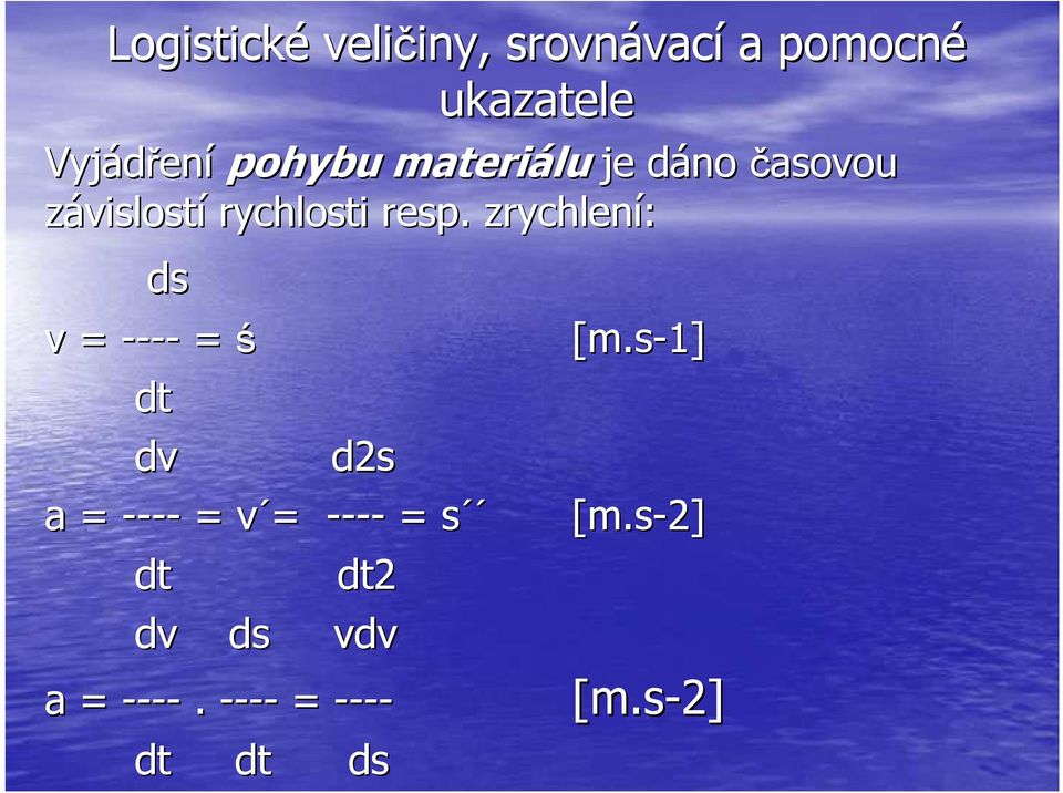 zrychlení: ds v = ---- = ś [m.