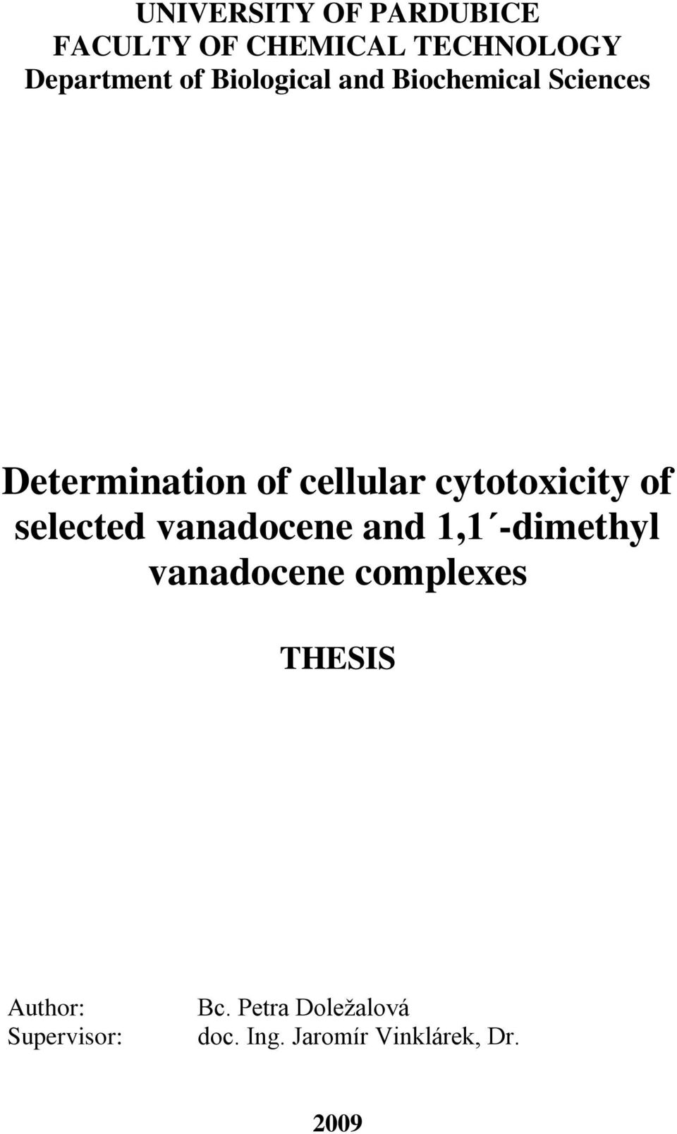 cytotoxicity of selected vanadocene and 1,1 -dimethyl vanadocene