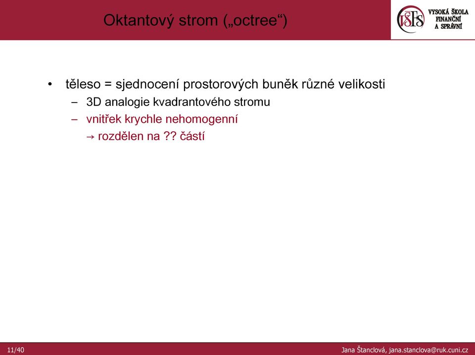 kvadrantového stromu vnitřek krychle nehomogenní