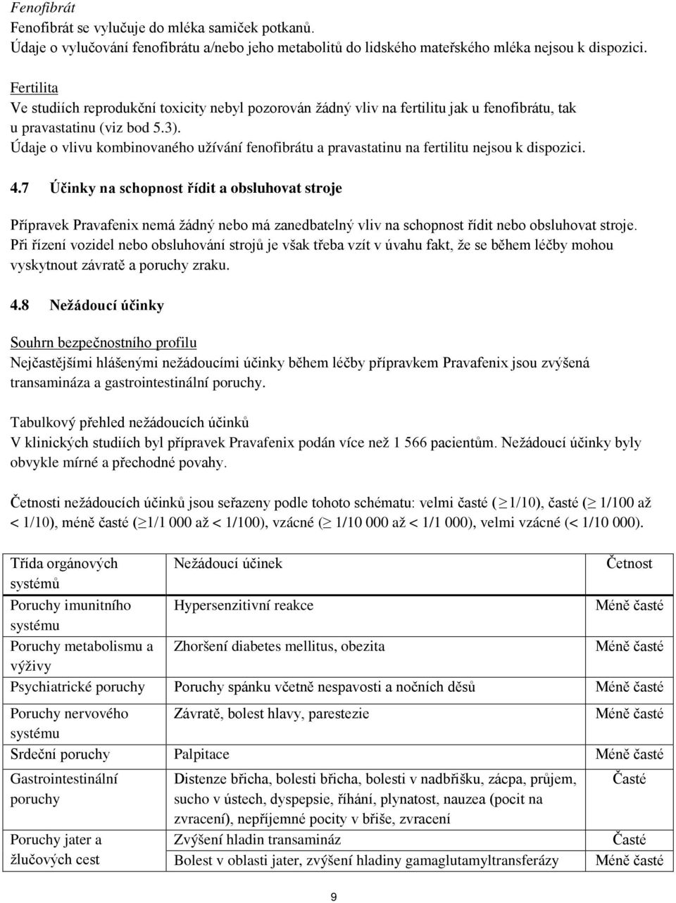 Údaje o vlivu kombinovaného užívání fenofibrátu a pravastatinu na fertilitu nejsou k dispozici. 4.