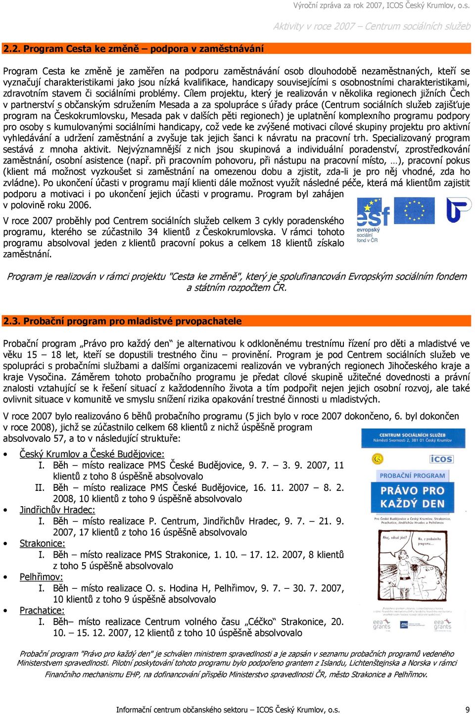 2. Program Cesta ke změně podpora v zaměstnávání Program Cesta ke změně je zaměřen na podporu zaměstnávání osob dlouhodobě nezaměstnaných, kteří se vyznačují charakteristikami jako jsou nízká