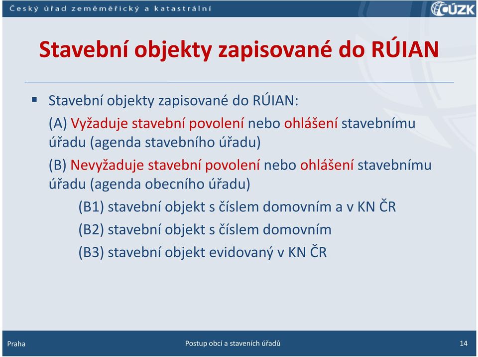 ohlášení stavebnímu úřadu (agenda obecního úřadu) (B1) stavební objekt s číslem domovním a v KN ČR