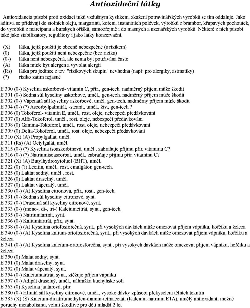 uzenářských výrobků. Některé z nich působí také jako stabilizátory, regulátory i jako látky konzervační. E 300 (0-) Kyselina askorbová- vitamín C, přír., gen-tech.