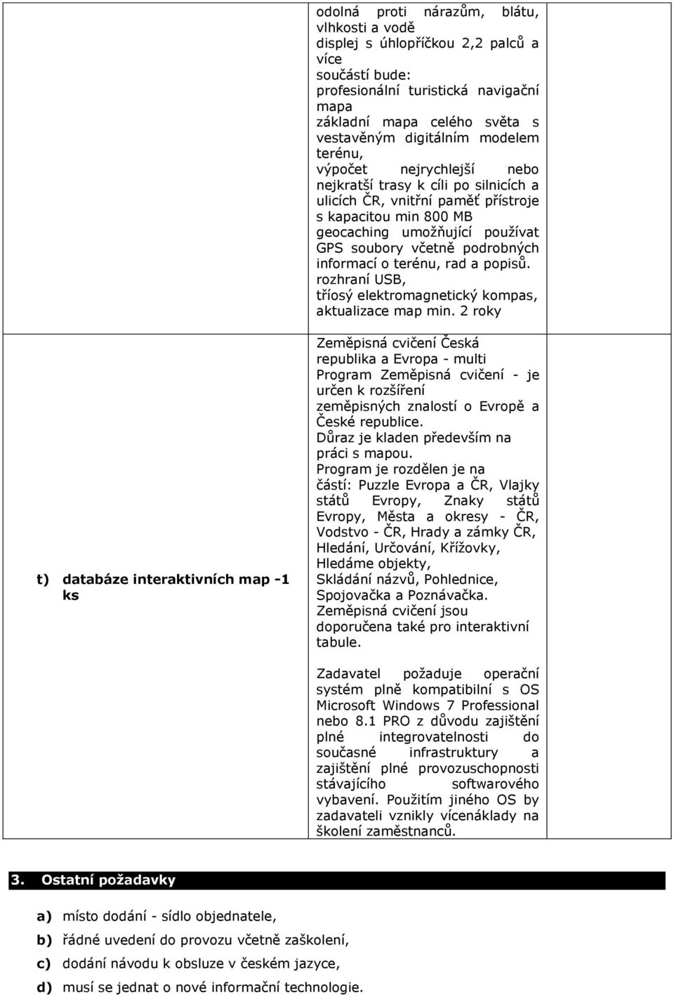 informací o terénu, rad a popisů. rozhraní USB, tříosý elektromagnetický kompas, aktualizace map min.