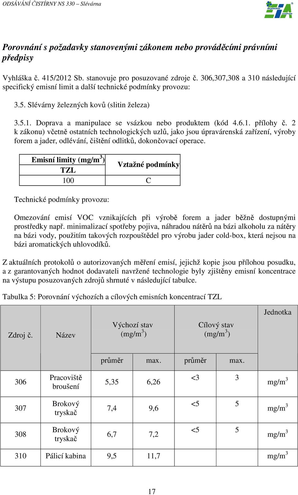 2 k zákonu) včetně ostatních technologických uzlů, jako jsou úpravárenská zařízení, výroby forem a jader, odlévání, čištění odlitků, dokončovací operace.