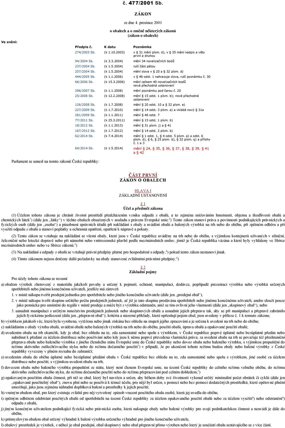 d) 444/2005 Sb. (k 1.1.2006) v 46 odst. 1 nahrazuje slova, ruší poznámku č. 30 66/2006 Sb. (k 15.3.2006) mění celkem 40 novelizačních bodů nová přechodná ustanovení 296/2007 Sb. (k 1.1.2008) mění poznámku pod čarou č.