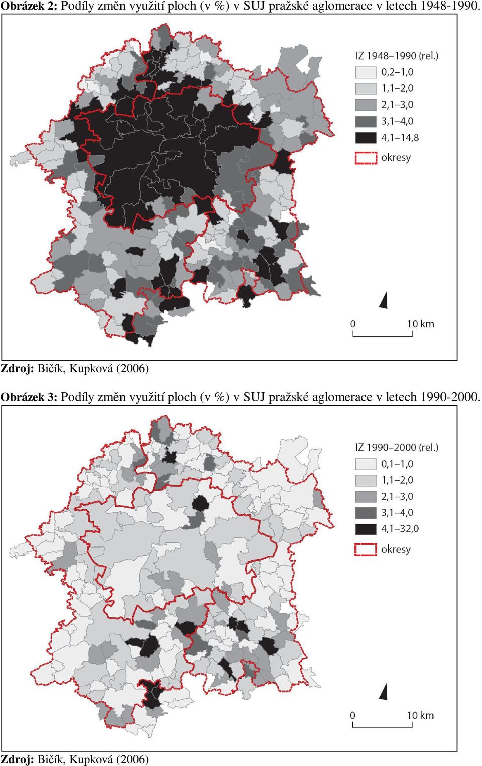 Zdroj: Biík, Kupková (2006) Obrázek 3: Podíly zmn využití