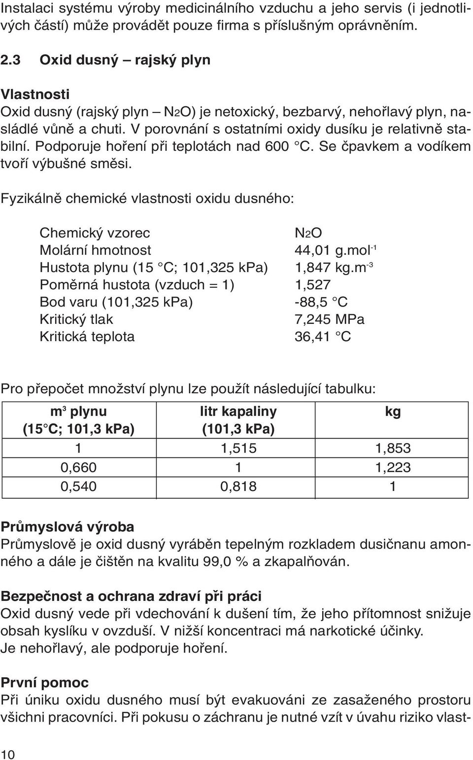 Podporuje hofiení pfii teplotách nad 600 C. Se ãpavkem a vodíkem tvofií v bu né smûsi. Fyzikálnû chemické vlastnosti oxidu dusného: Chemick vzorec N2O Molární hmotnost 44,01 g.