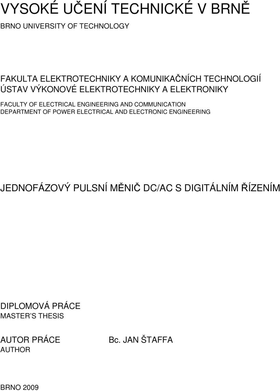 ENGINEERING AND COMMUNICATION DEPARTMENT OF POWER ELECTRICAL AND ELECTRONIC ENGINEERING