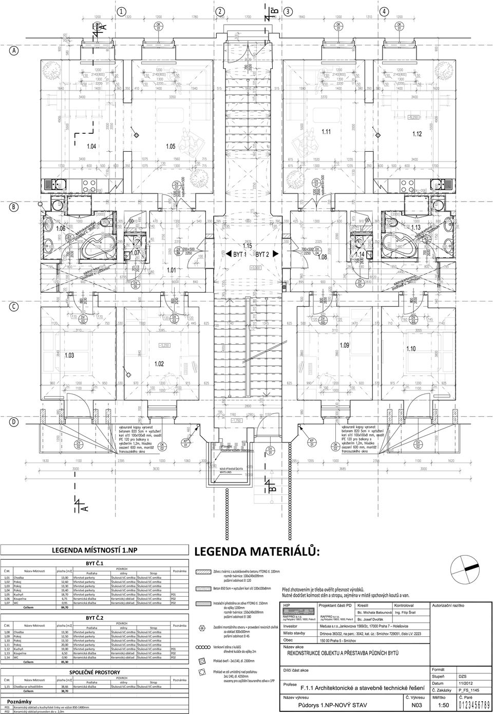 Štuková VC omítka 1,04 Pokoj 19,40 třívrstvé parkety Štuková VC omítka Štuková VC omítka 1,05 Kuchyň 18,70 třívrstvé parkety Štuková VC omítka Štuková VC omítka P01 1,06 Koupelna 6,75 Keramická