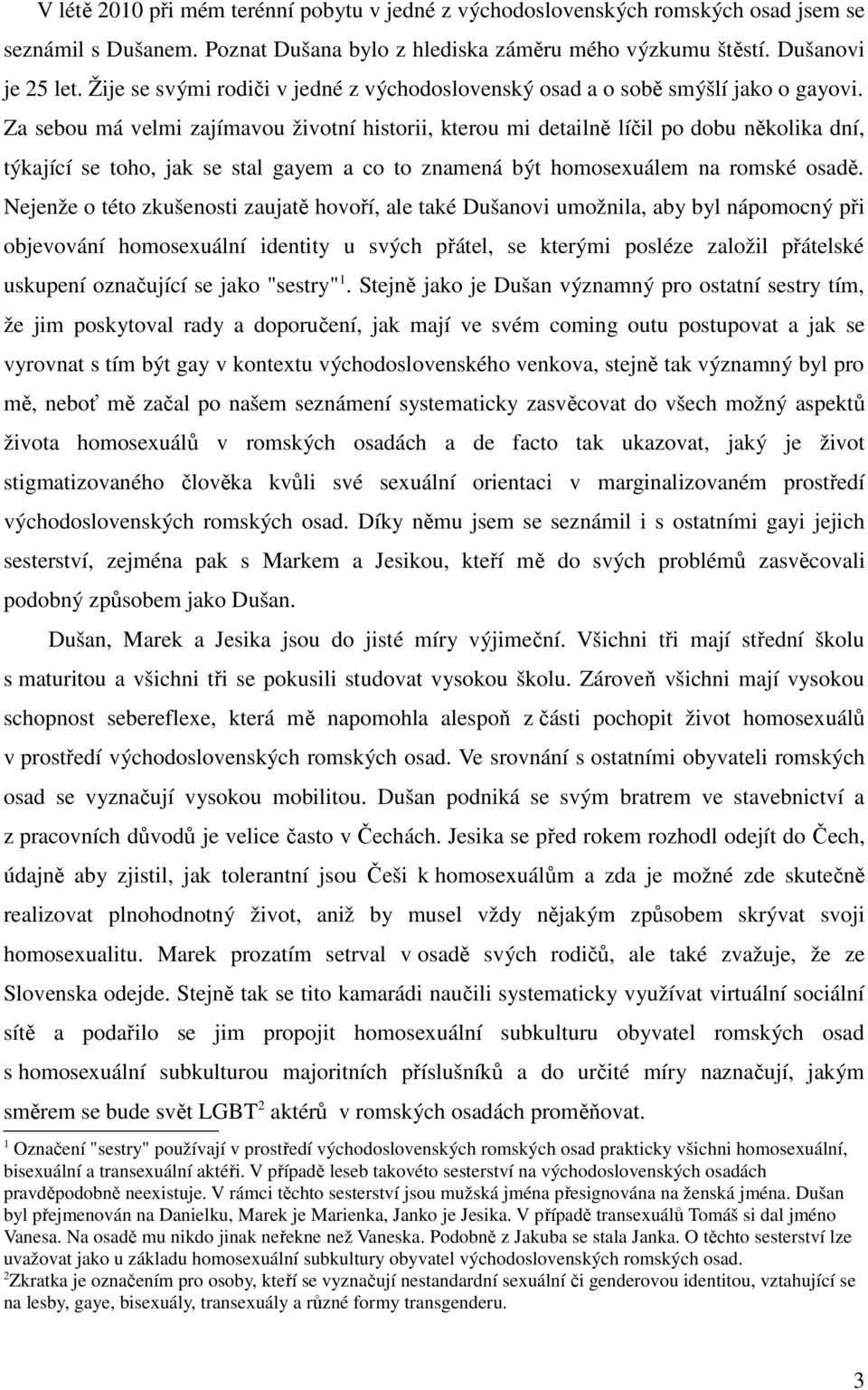 Za sebou má velmi zajímavou životní historii, kterou mi detailn líil po dobu nkolika dní, týkající se toho, jak se stal gayem a co to znamená být homosexuálem na romské osad.