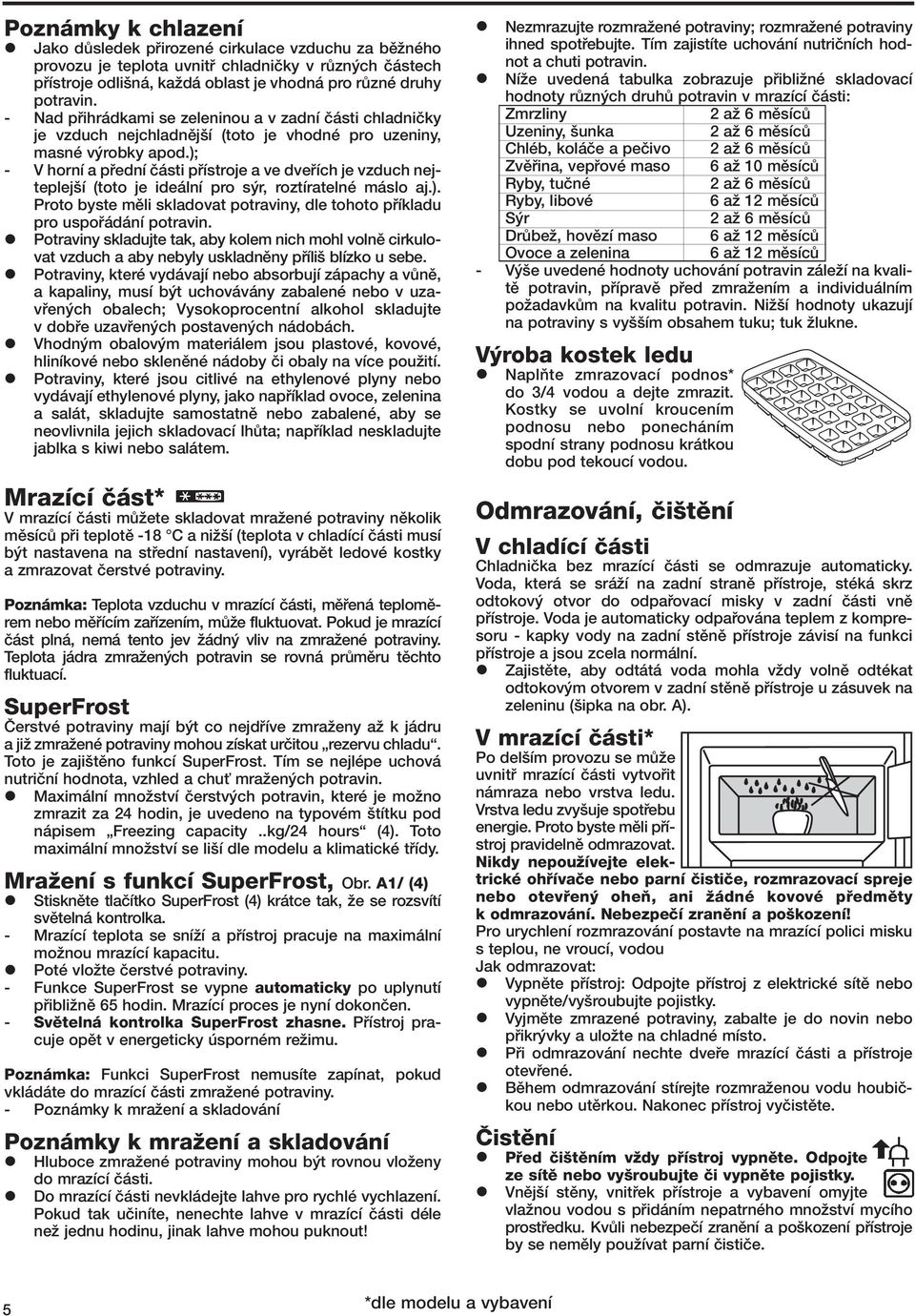 ); - V horní a pfiední ãásti pfiístroje a ve dvefiích je vzduch nejteplej í (toto je ideální pro s r, roztíratelné máslo aj.). Proto byste mûli skladovat potraviny, dle tohoto pfiíkladu pro uspofiádání potravin.