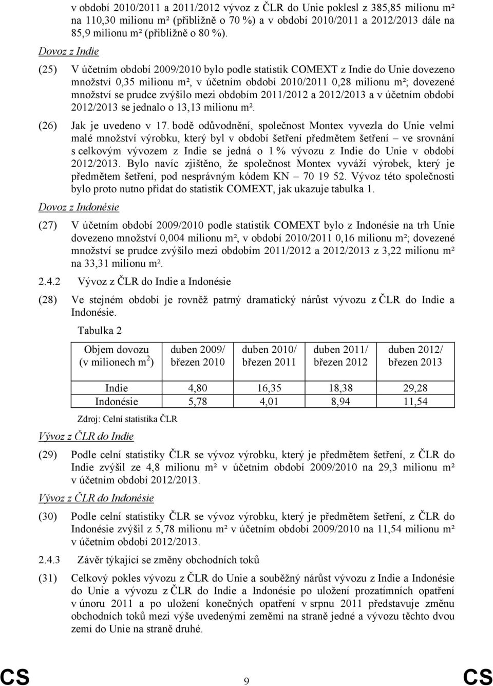 zvýšilo mezi obdobím 2011/2012 a 2012/2013 a v účetním období 2012/2013 se jednalo o 13,13 milionu m². (26) Jak je uvedeno v 17.