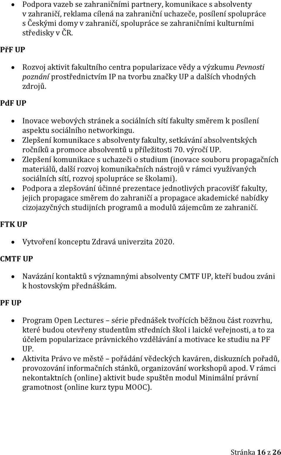 PdF UP Inovace webových stránek a sociálních sítí fakulty směrem k posílení aspektu sociálního networkingu.