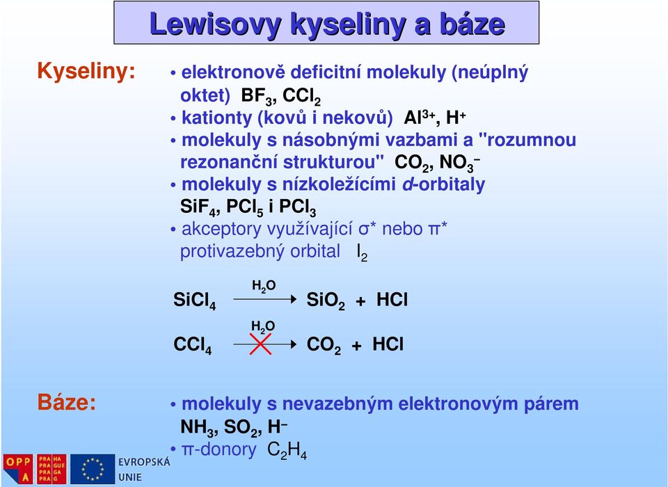 molekuly s nízkoležícími d-orbitaly SiF 4, PCl 5 i PCl 3 akceptory využívající σ* nebo π* protivazebný