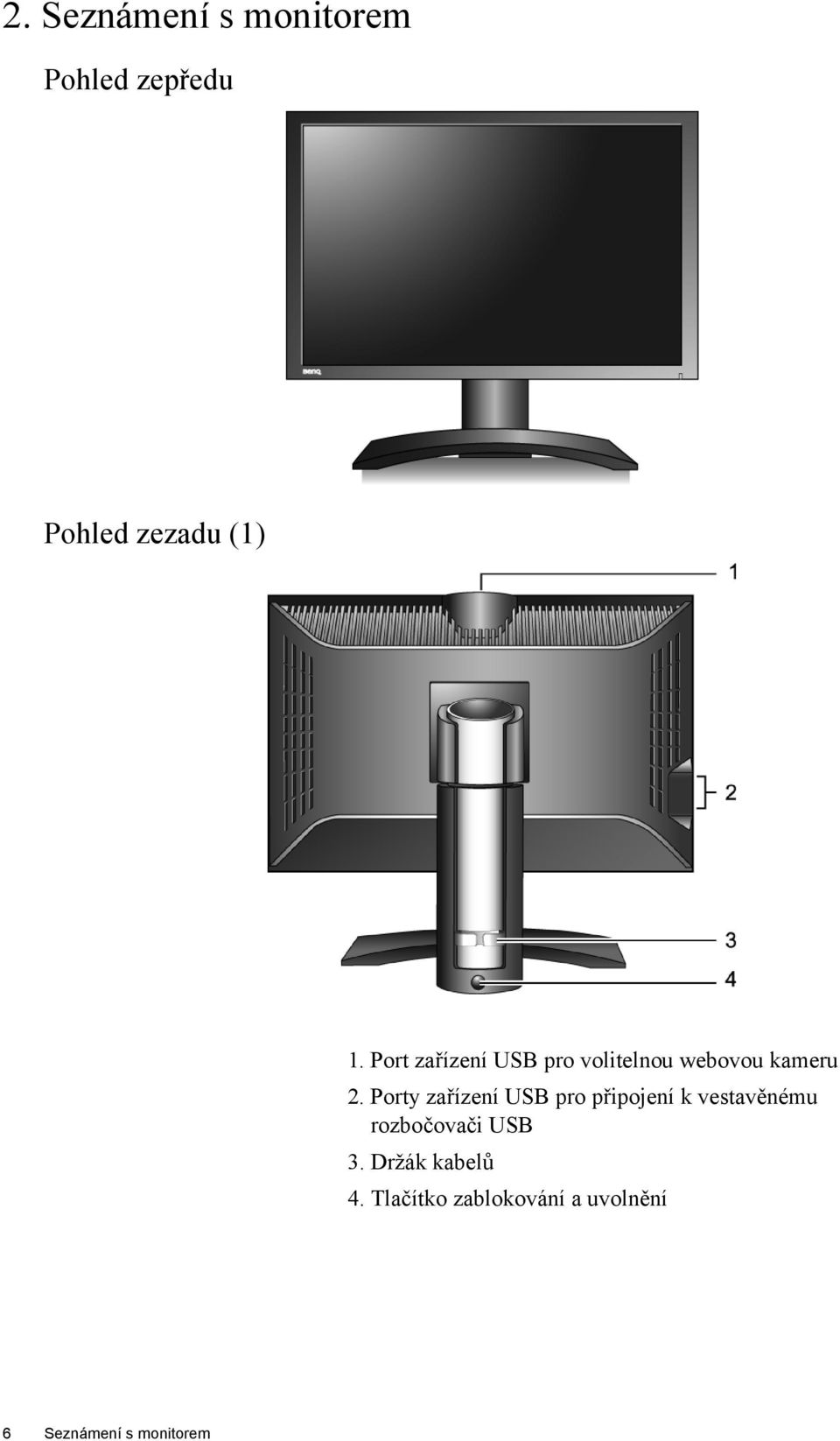 Porty zařízení USB pro připojení k vestavěnému rozbočovači USB