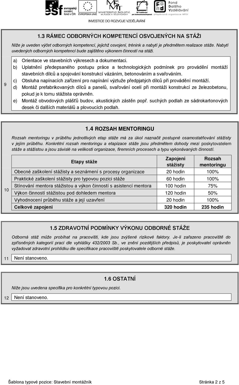 b) Uplatnění předepsaného postupu práce a technologických podmínek pro provádění montáží stavebních dílců a spojování konstrukcí vázáním, betonováním a svařováním.