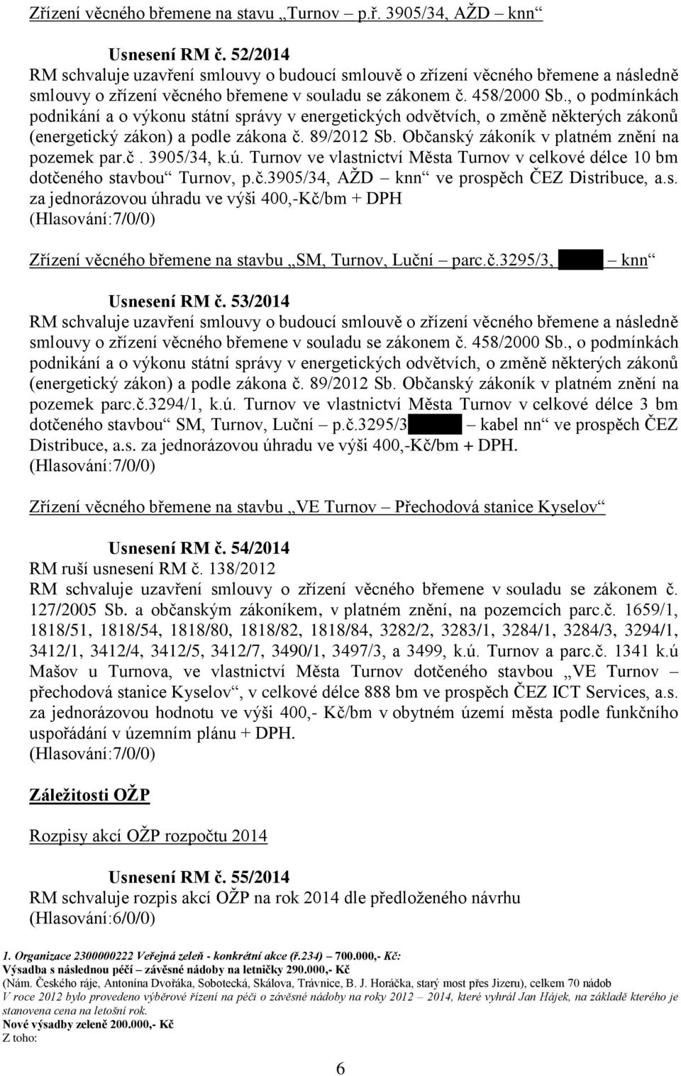 , o podmínkách podnikání a o výkonu státní správy v energetických odvětvích, o změně některých zákonů (energetický zákon) a podle zákona č. 89/2012 Sb. Občanský zákoník v platném znění na pozemek par.