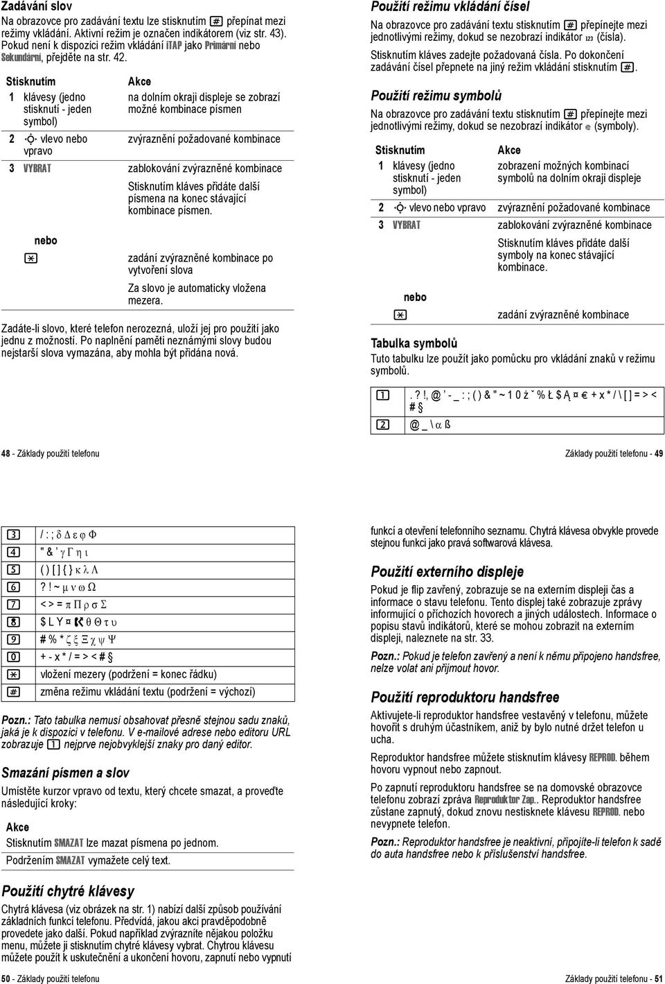 1 klávesy (jedno stisknutí - jeden symbol) 2 S vlevo nebo vpravo 3 VYBRAT na dolním okraji displeje se zobrazí možné kombinace písmen zvýraznění požadované kombinace zablokování zvýrazněné kombinace