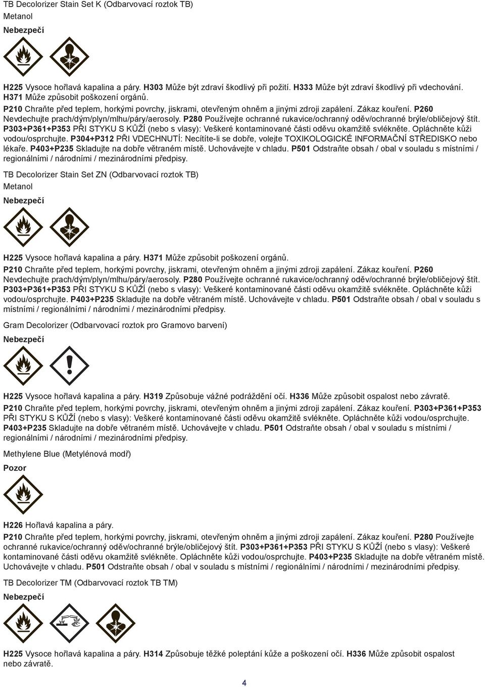 P280 Používejte ochranné rukavice/ochranný oděv/ochranné brýle/obličejový štít. vodou/osprchujte. P304+P312 PŘI VDECHNUTÍ: Necítíte-li se dobře, volejte TOXIKOLOGICKÉ INFORMAČNÍ STŘEDISKO nebo lékaře.