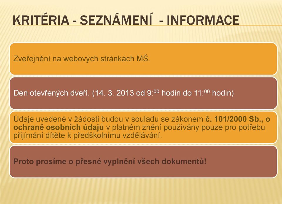 2013 od 9: 00 hodin do 11: 00 hodin) Údaje uvedené v žádosti budou v souladu se zákonem č.