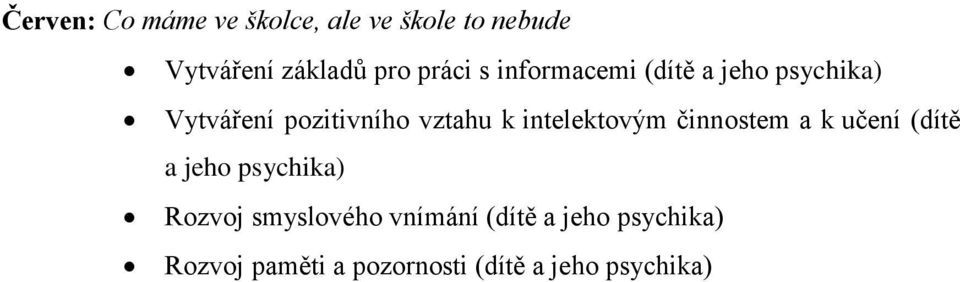 intelektovým činnostem a k učení (dítě a jeho psychika) Rozvoj smyslového