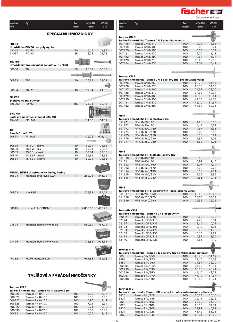 507419 Termoz CN 8/130 100 8,05 9,74 507420 Termoz CN 8/150 100 8,53 10,32 507421 Termoz CN 8/170 100 9,20 11,13 507422 Termoz CN 8/190 100 9,62 11,64 507423 Termoz CN 8/210 100 10,46 12,66 507424