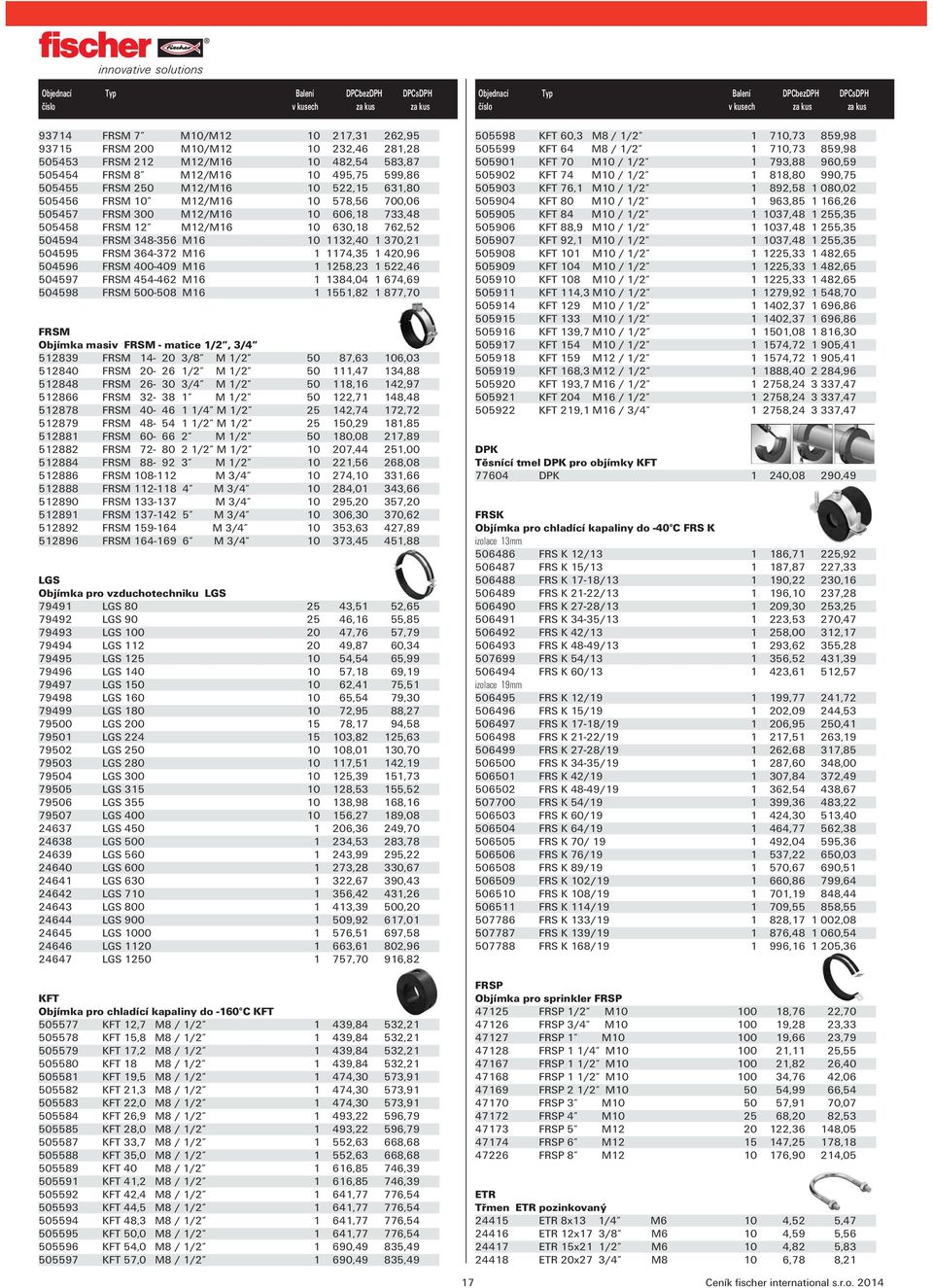 1 420,96 504596 FRSM 400-409 M16 1 1258,23 1 522,46 504597 FRSM 454-462 M16 1 1384,04 1 674,69 504598 FRSM 500-508 M16 1 1551,82 1 877,70 FRSM Objímka masiv FRSM - matice 1/2, 3/4 512839 FRSM 14-20