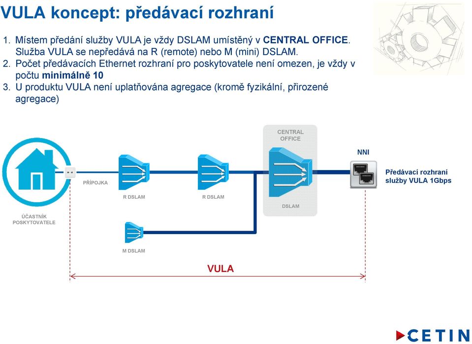 Počet předávacích Ethernet rozhraní pro poskytovatele není omezen, je vždy v počtu minimálně 10 3.