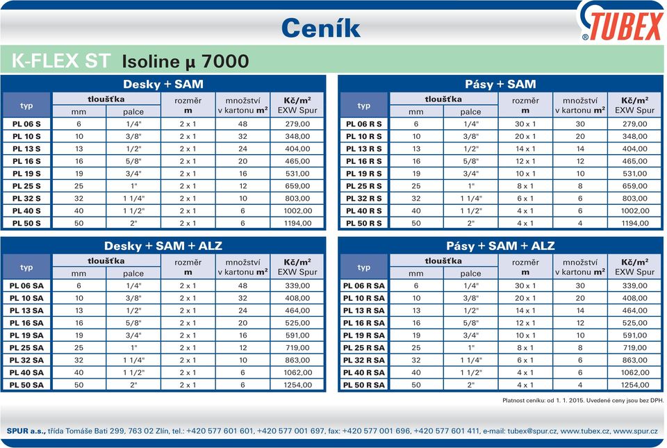 06 SA 6 1/4" 2 x 1 48 339,00 PL 10 SA 10 3/8" 2 x 1 32 408,00 PL 13 SA 13 1/2" 2 x 1 24 464,00 PL 16 SA 16 5/8" 2 x 1 20 525,00 PL 19 SA 19 3/4" 2 x 1 16 591,00 PL 25 SA 25 1" 2 x 1 12 719,00 PL 32