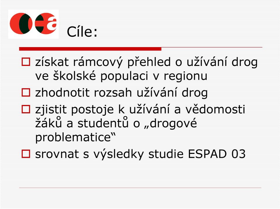 drog zjistit postoje k užívání a vědomosti žáků a