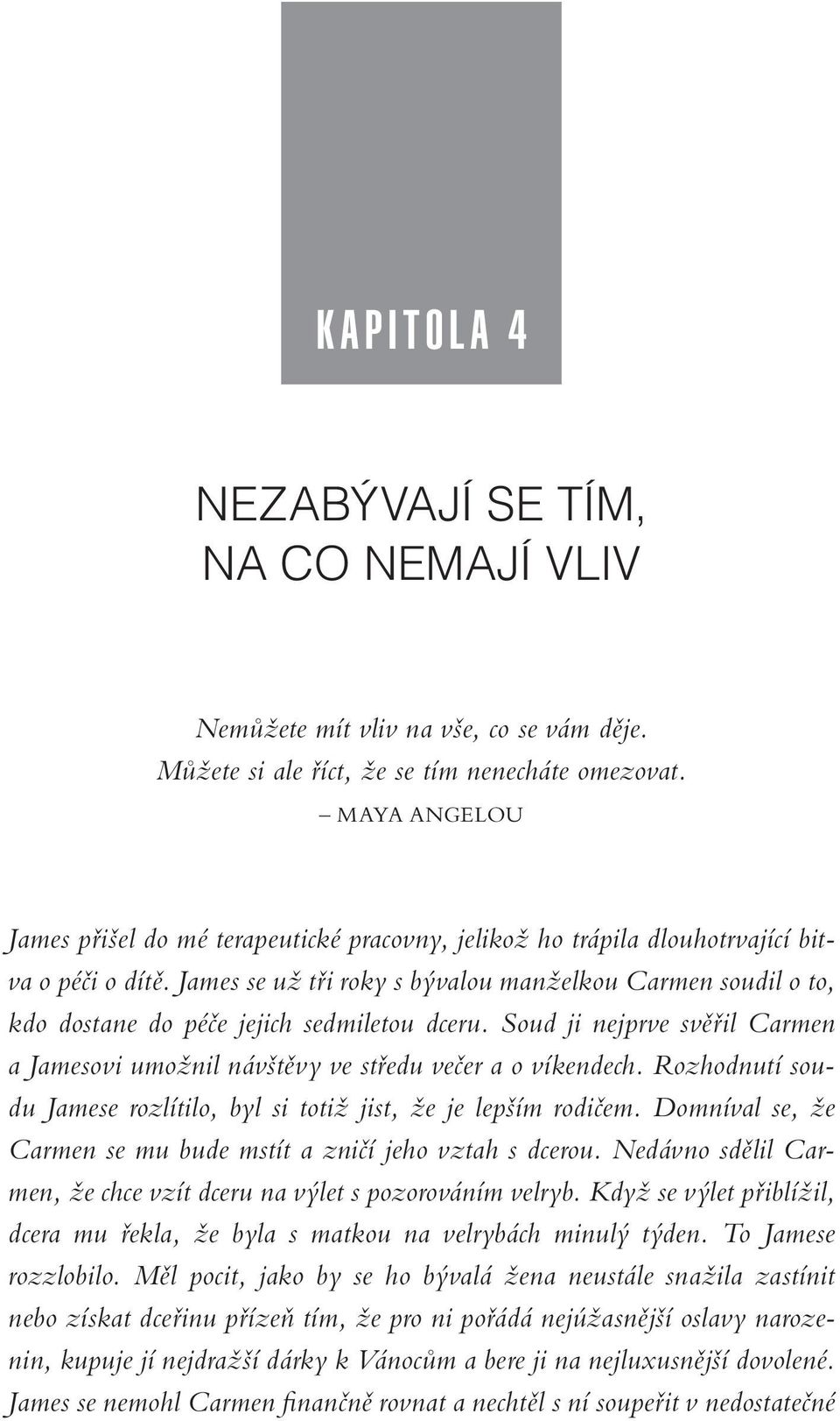 James se už tři roky s bývalou manželkou Carmen soudil o to, kdo dostane do péče jejich sedmiletou dceru. Soud ji nejprve svěřil Carmen a Jamesovi umožnil návštěvy ve středu večer a o víkendech.