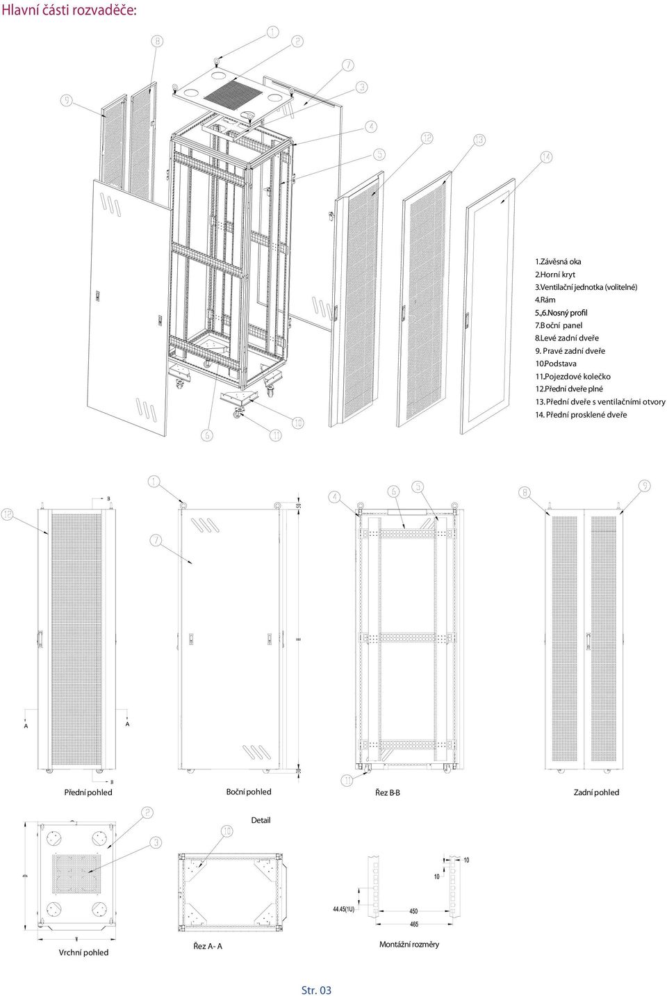 přední dveře plné 3. Přední dveře s ventilačními otvory.