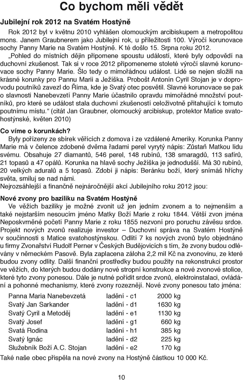 Tak si v roce 2012 připomeneme stoleté výročí slavné korunovace sochy Panny Marie. Šlo tedy o mimořádnou událost. Lidé se nejen složili na krásné korunky pro Pannu Marii a Ježíška.