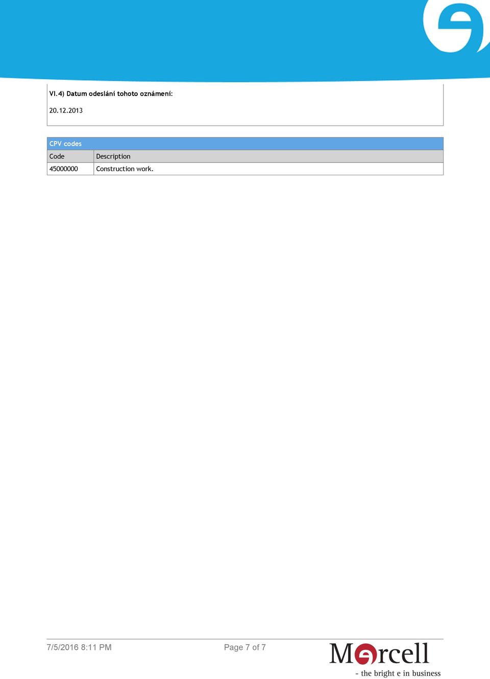 2013 CPV codes Code