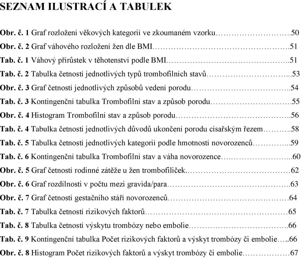 55 Obr. č. 4 Histogram Trombofilní stav a způsob porodu..56 Tab. č. 4 Tabulka četností jednotlivých důvodů ukončení porodu císařským řezem..58 Tab. č. 5 Tabulka četností jednotlivých kategorií podle hmotností novorozenců.