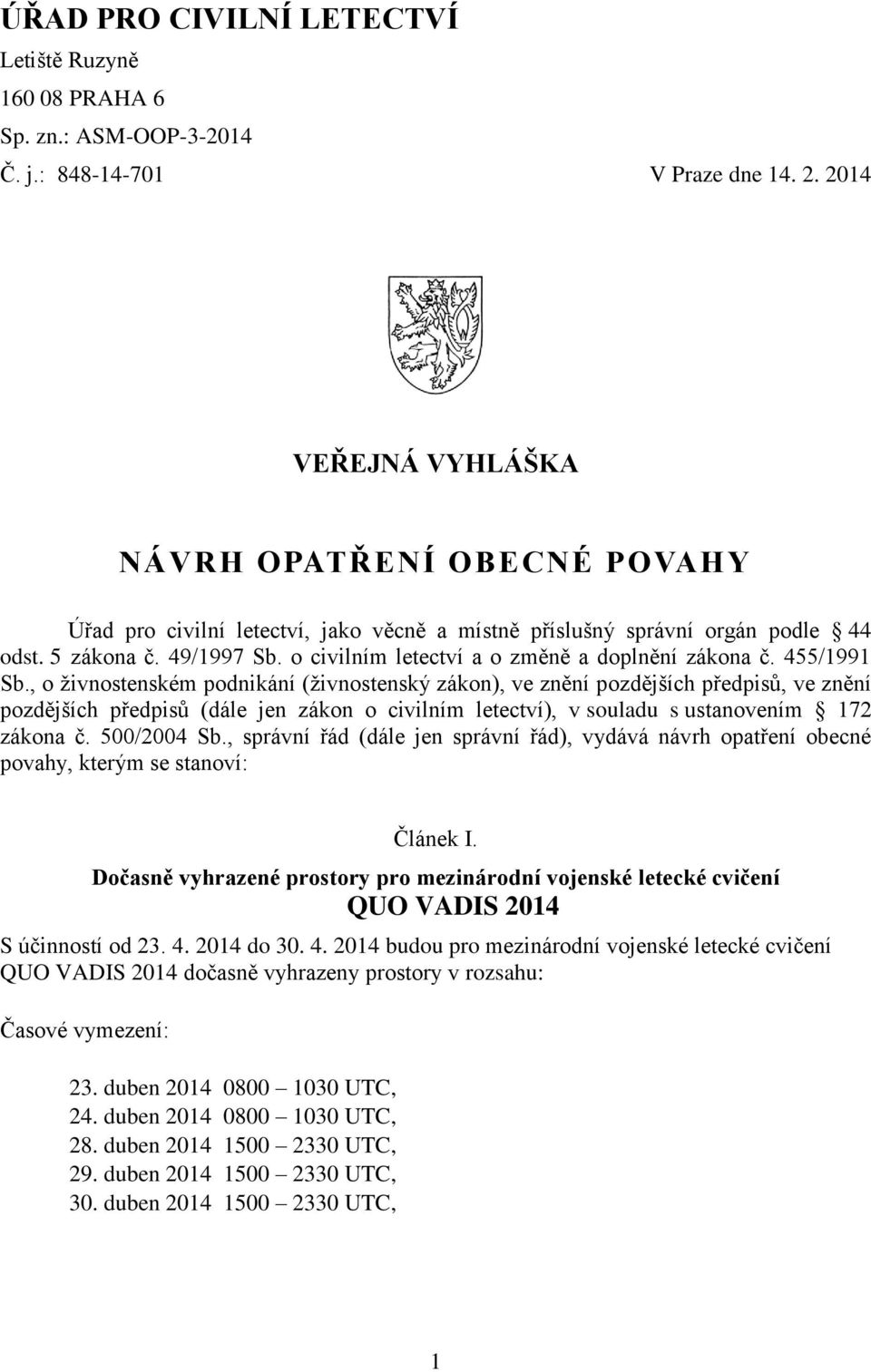 o civilním letectví a o změně a doplnění zákona č. 455/1991 Sb.