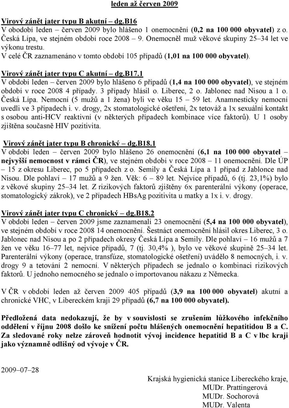 3 případy hlásil o. Liberec, 2 o. Jablonec nad Nisou a 1 o. Česká Lípa. Nemocní (5 mužů a 1 žena) byli ve