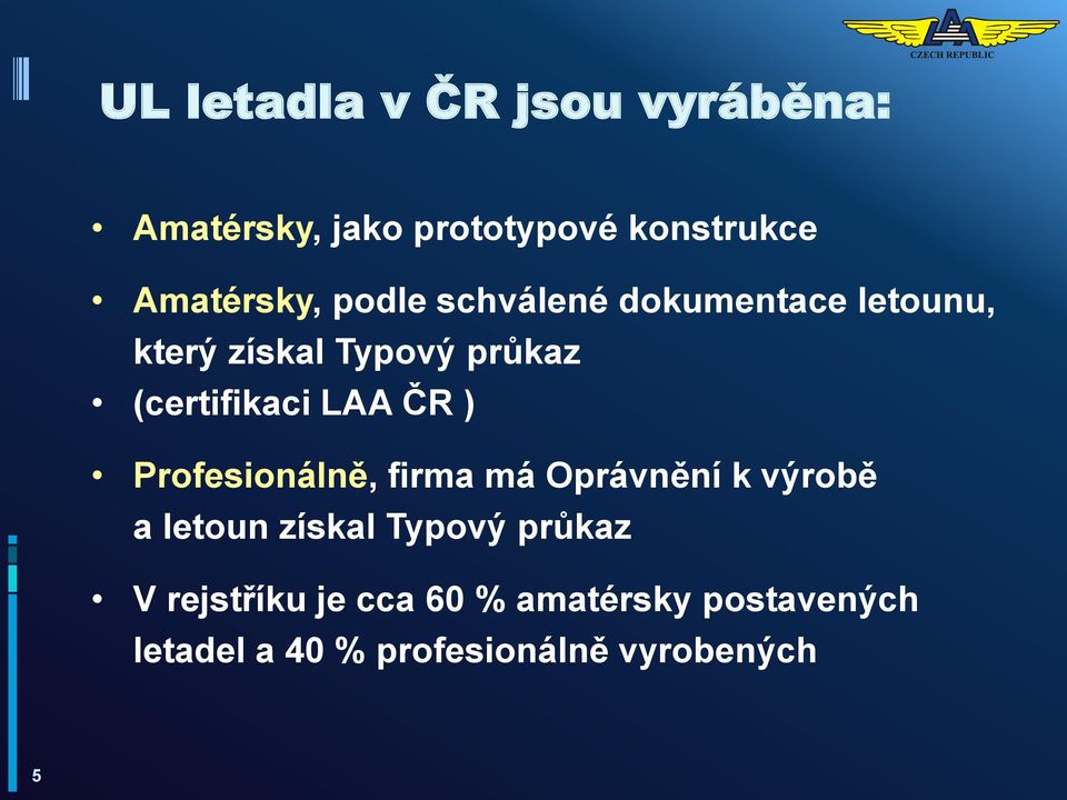 ČR ) Profesionálně, firma má Oprávnění k výrobě a letoun získal Typový průkaz V