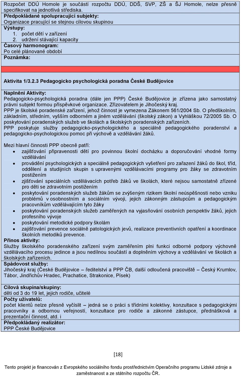 3 Pedagogicko psychologická poradna České Budějovice Pedagogicko-psychologická poradna (dále jen PPP) České Budějovice je zřízena jako samostatný právní subjekt formou příspěvkové organizace.