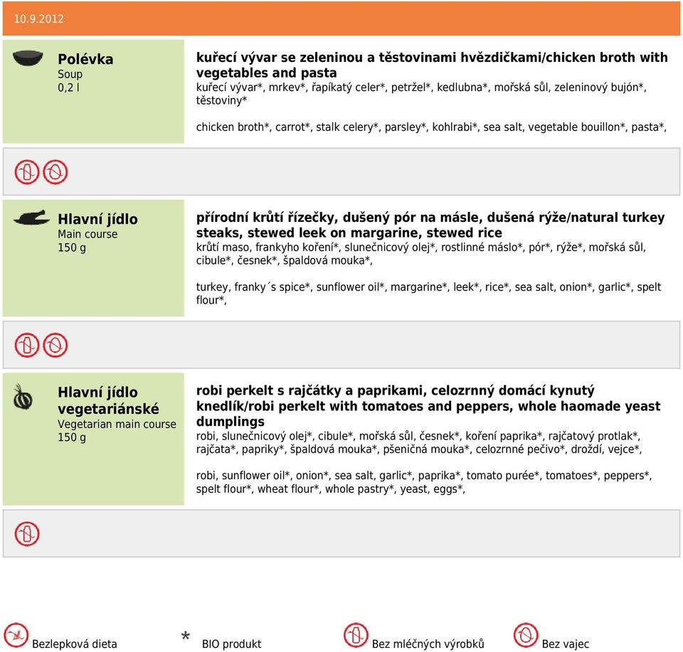 leek on margarine, stewed rice krůtí maso, frankyho koření*, slunečnicový olej*, rostlinné máslo*, pór*, rýže*, mořská sůl, cibule*, česnek*, špaldová mouka*, turkey, franky s spice*, sunflower oil*,