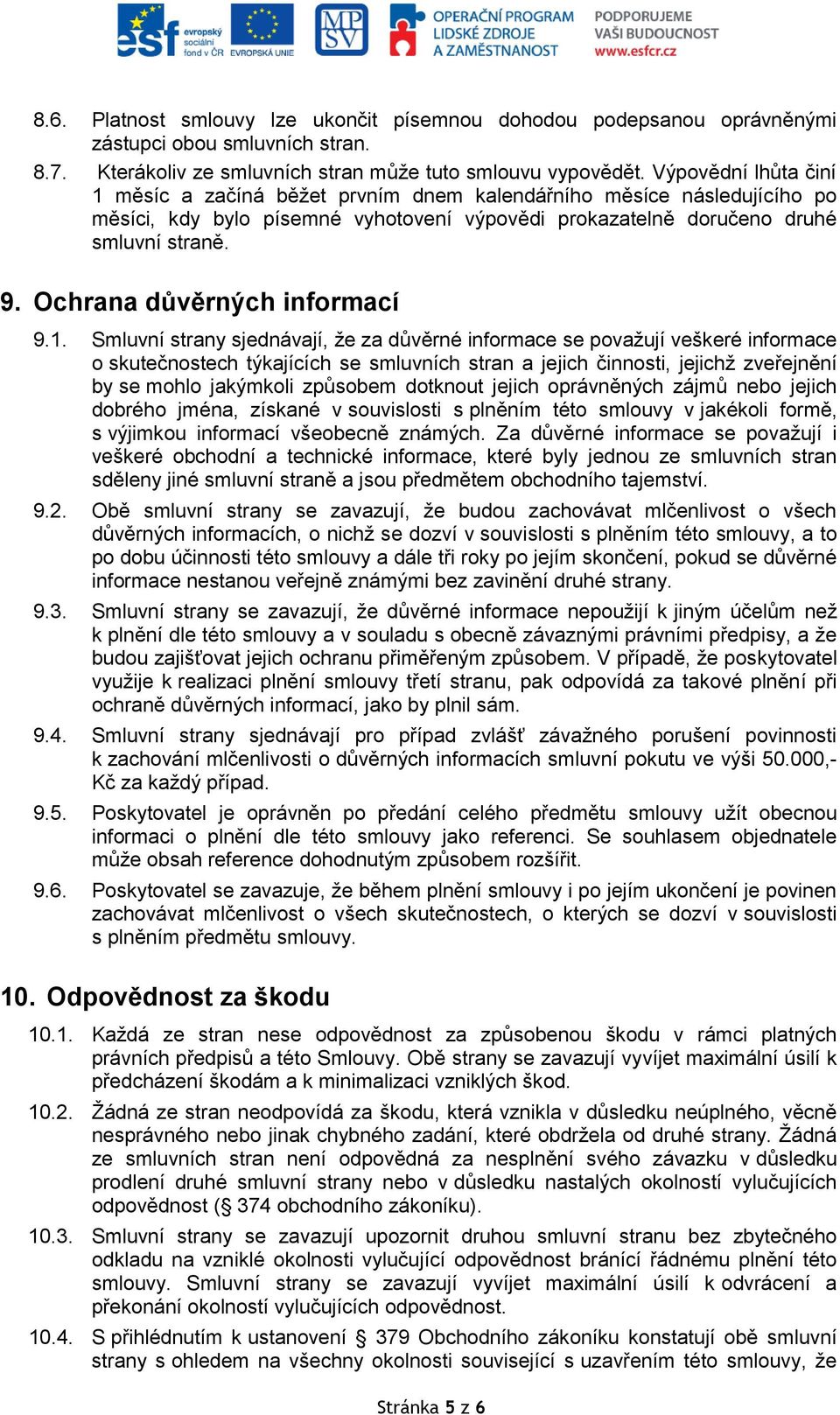 Ochrana důvěrných informací 9.1.