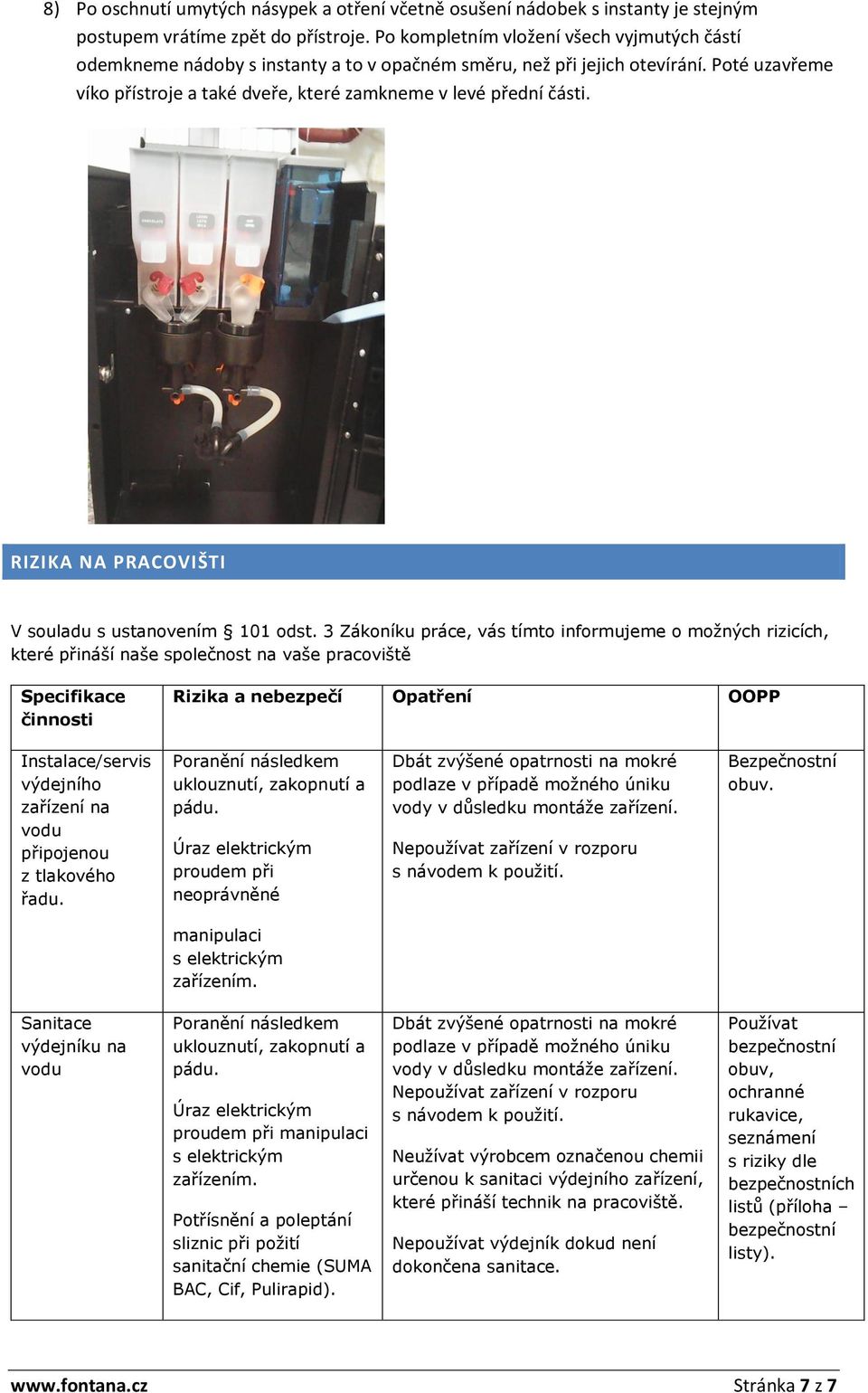 RIZIKA NA PRACOVIŠTI V souladu s ustanovením 101 odst.