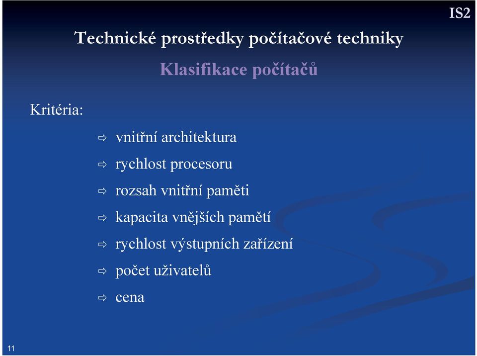 procesoru rozsah vnitřní paměti kapacita vnějších