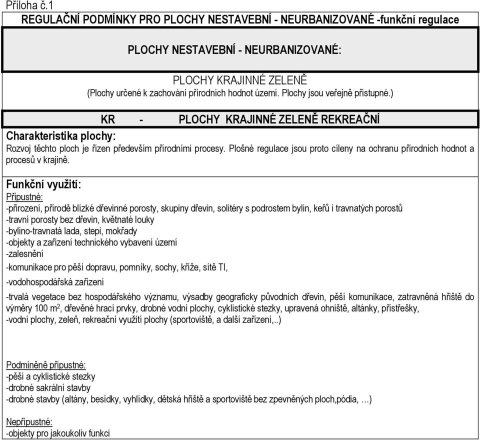 Plošné regulace jsou proto cíleny na ochranu přírodních hodnot a procesů v krajině.