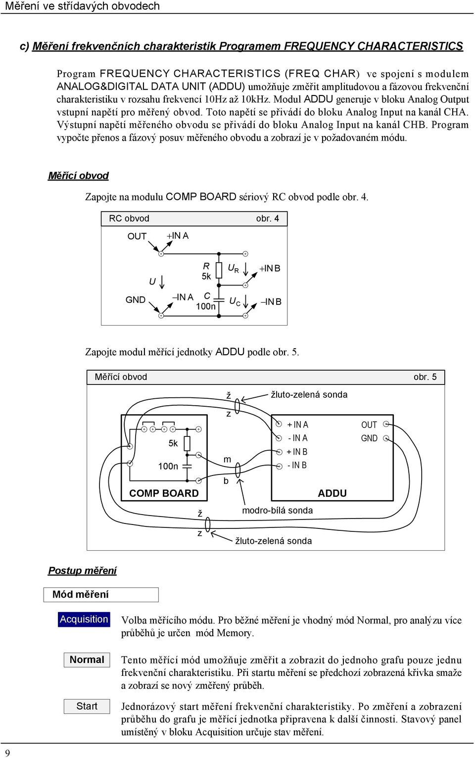 Toto napětí se přivádí do bloku Analog Input na kanál CHA. Výstupní napětí měřeného obvodu se přivádí do bloku Analog Input na kanál CHB.