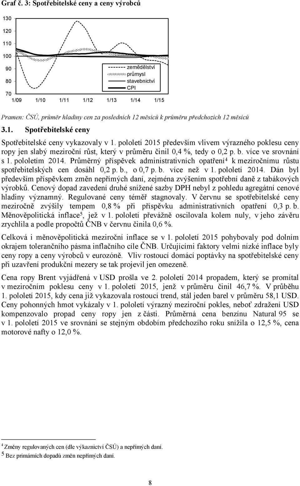 průměru předchozích 12 měsíců 3.1. Spotřebitelské ceny Spotřebitelské ceny vykazovaly v 1.