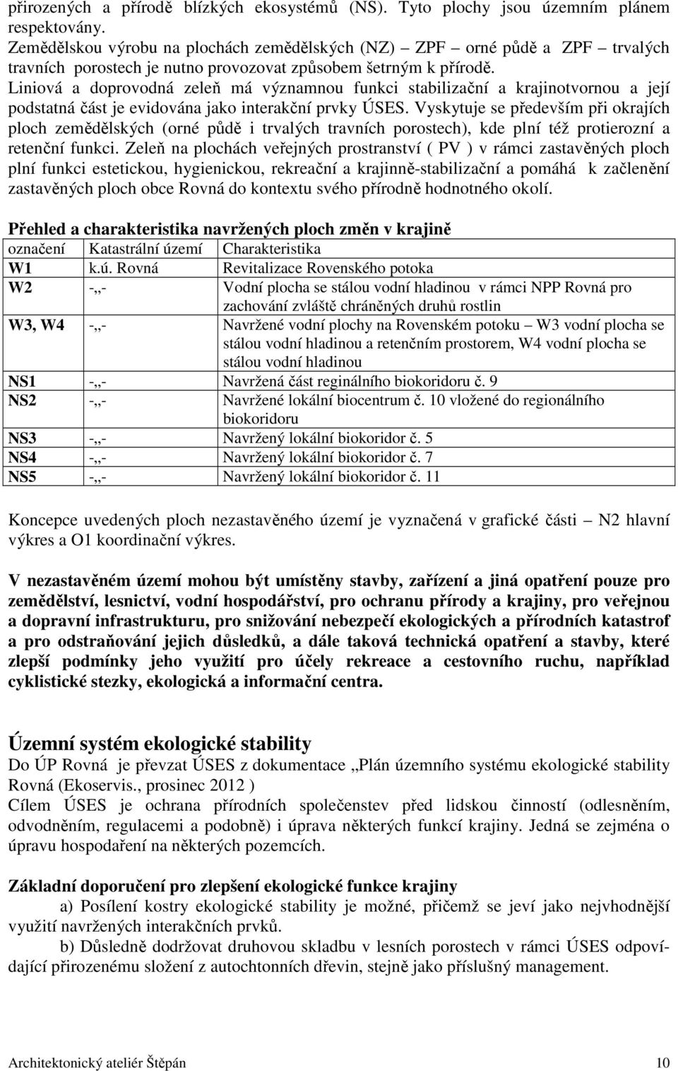 Liniová a doprovodná zeleň má významnou funkci stabilizační a krajinotvornou a její podstatná část je evidována jako interakční prvky ÚSES.